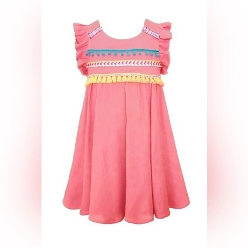 Hanna Banana Little Girl Baby Doll Dress with Embellishment Coral Color size 5